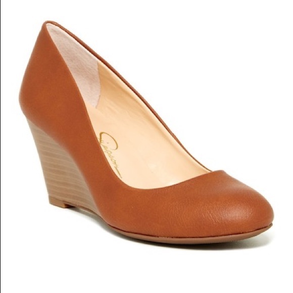 Jessica Simpson Shoes - Jessica Simpson Tan Almond Wedge Pump Shoes Size 7